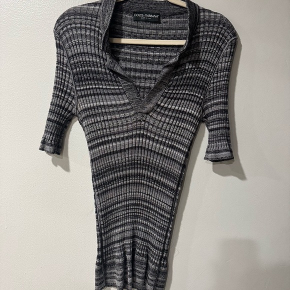 Dolce‎ & Gabbana Gray Striped Knit Top
